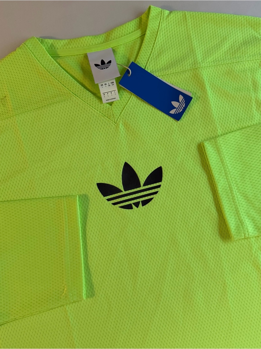 Adidas Originals Mesh Jersey Men L LOOSE Neon Green Rave Dance Party Y2K Shirt